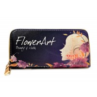 Pretty Women's Clutch Wallet With Floral Print and Zipper Design
